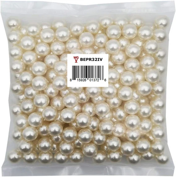 BEPR32IV - Medium Ivory Undrilled Plastic Faux Pearls - 1/2", 14mm 3 BEPR32IV - Medium Ivory Undrilled Plastic Faux Pearls - 1/2", 14mm