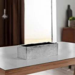CBR1444SX - Textured Silver Long Flat Rectangle - 14"x4"x4" -Wholesaleglassvasesint CBR1444SX C1 80826.1694461938