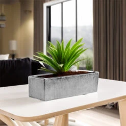 CBR1444SX - Textured Silver Long Flat Rectangle - 14"x4"x4" -Wholesaleglassvasesint CBR1444SX C3 01000.1694461938