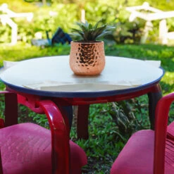 CUB5307RG - Unique Textured Rose Gold Pot - 7.5" W X 6.5" H -Wholesaleglassvasesint CUB5307RG C2 73736.1696367876