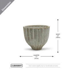 CUB8506WT - Large Fancy White Acorn Ceramic Vase - 6.5" H