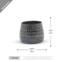CUB9505BL - Large Fancy Blue Pot - 5.1" H