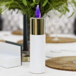 CYL0416GW - Gold Topped White Ceramic Cylinder - 16" -Wholesaleglassvasesint CYL0416GW C1 01839.1696614947