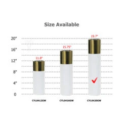CYL0420GW - Gold Topped White Ceramic Cylinder - 20" -Wholesaleglassvasesint CYL0420GW B2 64032.1663706071