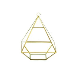 GET0308GD - Gold Raised Pyramid Geometric Glass Terrarium - 8"