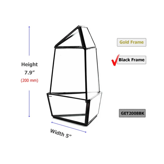 GET2008BK - Triangular Obelisk Geometric Glass Terrarium 8"H - 3 GET2008BK - Triangular Obelisk Geometric Glass Terrarium 8"H -