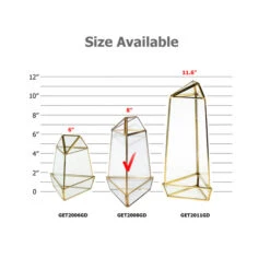 GET2008GD - Triangular Gold Obelisk Geometric Glass Terrarium 8"H - -Wholesaleglassvasesint GET2008GD B2 05860 44294 03310.1657123876