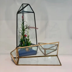 GET2011GD - Large Gold Triangular Obelisk Geometric Terrarium - 11"H -Wholesaleglassvasesint GET2011GD C1 76141 51324 06817.1657127215