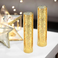 HST2510GS - Gold Speckled Glass Hurricane Candle Shade Chimney Tube [No Bottom] - 2.5" X 10" -Wholesaleglassvasesint HST2510GS C2 31680.1696969102
