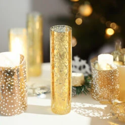 HST2510GS - Gold Speckled Glass Hurricane Candle Shade Chimney Tube [No Bottom] - 2.5" X 10" -Wholesaleglassvasesint HST2510GS C5 31764.1696969102