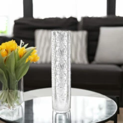 HST2514SS - Silver Speckled Glass Hurricane Candle Shade Chimney Tube [No Bottom] - 2.5" X 14" -Wholesaleglassvasesint HST2514SS C5 13825.1696965177
