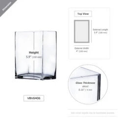 VBV6406 - Rectangular Glass Block Vase - 6" X 4" X 6"