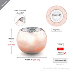 VBW0008RGS - Speckled Rose Gold Bubble Bowl Vase - 8"