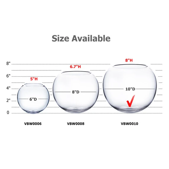 VBW0010 - Clear Bubble Bowl Glass Vase - 10" 5 VBW0010 - Clear Bubble Bowl Glass Vase - 10" - Image 3