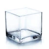 VCB0005 - Handblown Clear Cube Glass Vase / Candle Holder - 5"