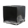 VCB0006BK - Handblown Black Cube Glass Vase / Candle Holder - 6" -Wholesaleglassvasesint VCB0006BK 89471 14130 50133 43944.1692219115