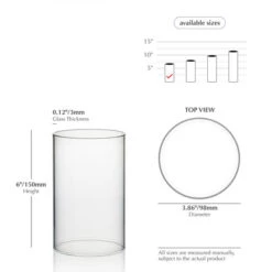 HST0406 - Clear Hurricane Candle Shade Chimney Tube [No Bottom] - 4" X 6"