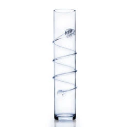 VCX0420 - Clear Cylinder Vase With Swirl Design - H:20"