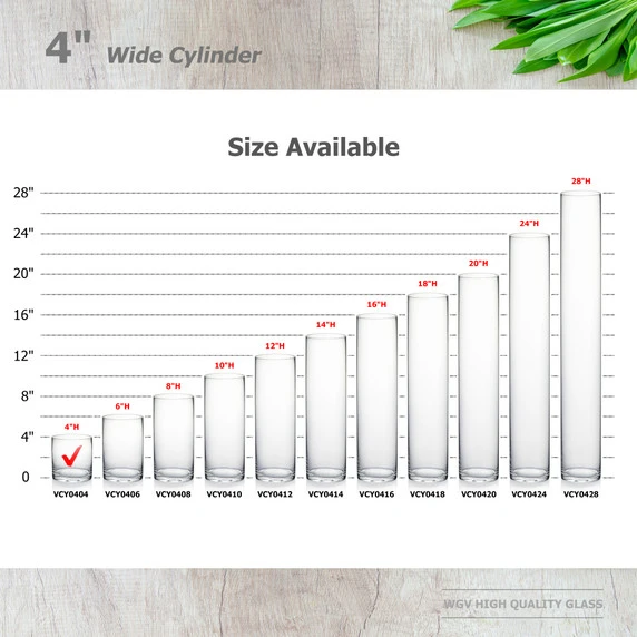 VCY0414 - Cylinder Glass Vase - 4" X 14" 9 VCY0414 - Cylinder Glass Vase - 4" X 14" - Image 7