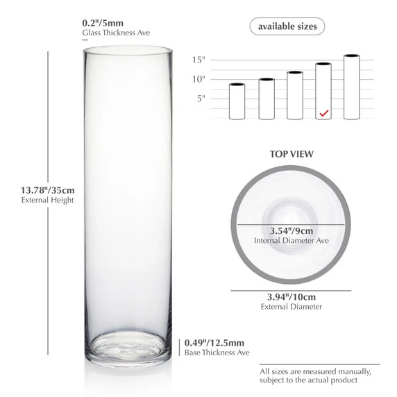 VCY0414 - Cylinder Glass Vase - 4" X 14" 3 VCY0414 - Cylinder Glass Vase - 4" X 14"
