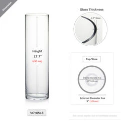 VCY0518 - Cylinder Glass Vase - 5" X 18"