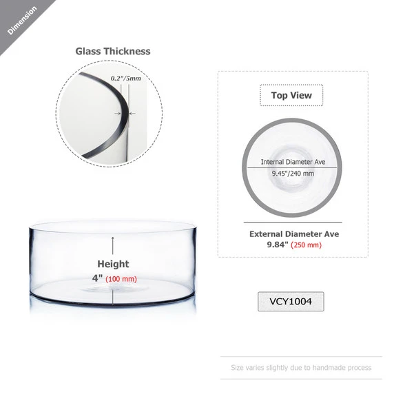 VCY1004 - Clear Cylinder Glass Vase - 10" X 4" 4 VCY1004 - Clear Cylinder Glass Vase - 10" X 4" - Image 2