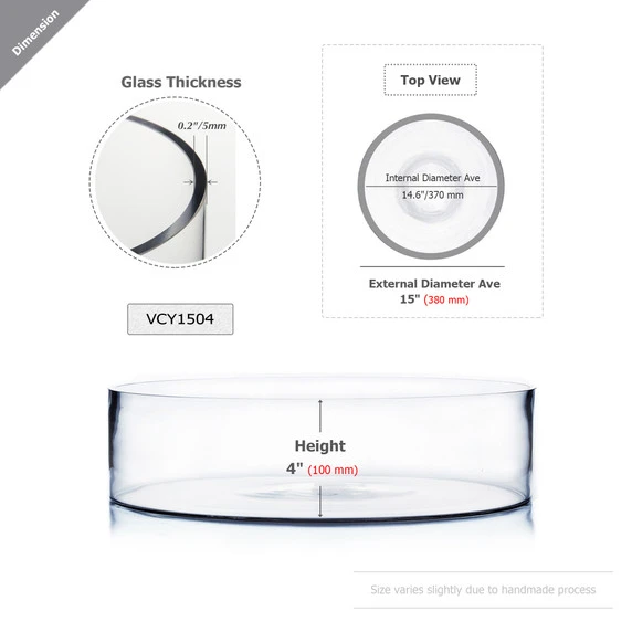 VCY1504 - Large Wide Pan Cylinder Glass Vase - 15" X 4" (1 Pc) 4 VCY1504 - Large Wide Pan Cylinder Glass Vase - 15" X 4" (1 Pc) - Image 2