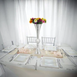 VTV2124SV - Silver Reversible Trumpet Vase - 24" -Wholesaleglassvasesint VTV2124SV C2 24016.1692996279