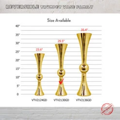 VTV2130GD - Gold Reversible Trumpet Vase - 30" -Wholesaleglassvasesint VTV2130GD B2 41371.1692997194