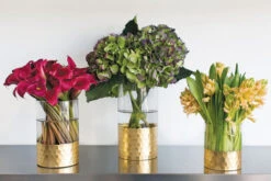 VCY5512GF - Cylinder Glass Vase With Gold Honeycomb Base - 5.5" X 12" -Wholesaleglassvasesint elsa 2 89157.1657224836.1280.1280 79437.1658417183